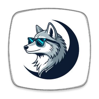 Wolf-Verspielte Sonnenbrille - Viereckiger Kühlschrankmagnet - Weiß - Vorne