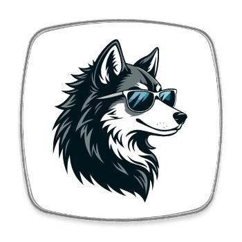 Wolf-Husky-Sonnenbrille - Viereckiger Kühlschrankmagnet - Weiß - Vorne
