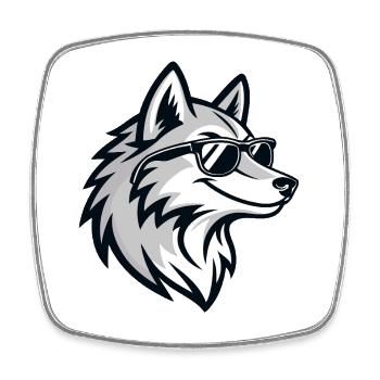 Grafischer Wolf mit Brille - Viereckiger Kühlschrankmagnet - Weiß - Vorne