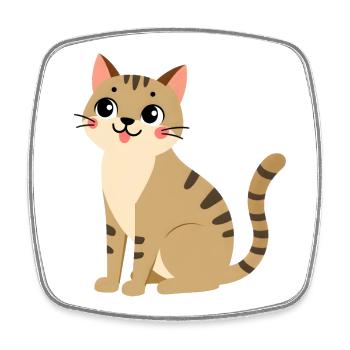 Katze - Viereckiger Kühlschrankmagnet - Weiß - Vorne