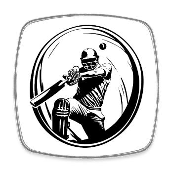 Cricket Mann Silhouette - Viereckiger Kühlschrankmagnet - Weiß - Vorne