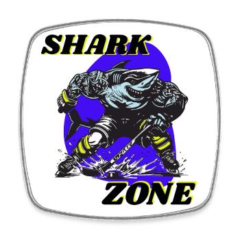 Eishockey Tor Puck hai angriff Shark Skater sport  - Square fridge magnet - white - Front