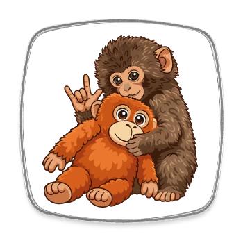 Cadeau mignon Singe Punch Monkey - Magnet carré - blanc - Devant