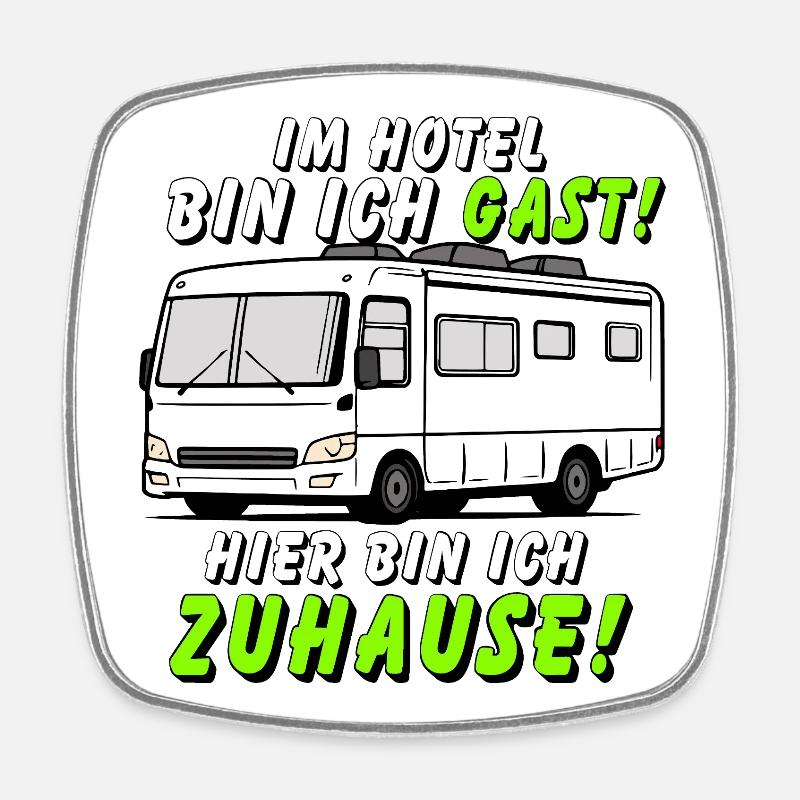 Je suis un invité – chez moi dans un camping-car - Magnet carré - blanc