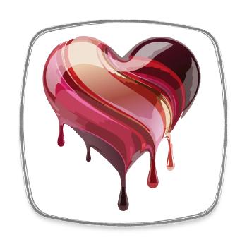 Flowing Heart Pink Red - Square fridge magnet - white - Front