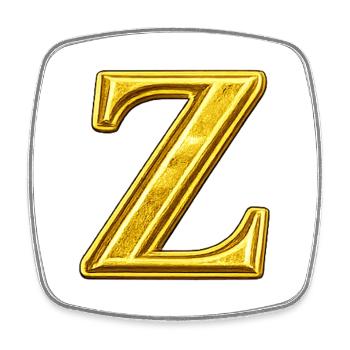 Golden Z Metal Gloss - Square fridge magnet - white - Front