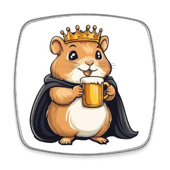 Hamster Beer King - Square fridge magnet - white - Front