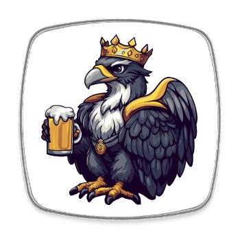 Harpy Bird Beer King - Square fridge magnet - white - Front