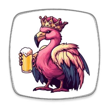 Flamingo Beer King - Square fridge magnet - white - Front