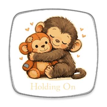 Anxious Monkey Emotional Support - Square fridge magnet - white - Front