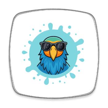 Blue Parrot Solarbrille - Viereckiger Kühlschrankmagnet - Weiß - Vorne