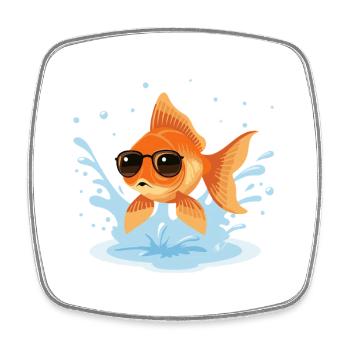 Golden Fish Summer Glasses - Square fridge magnet - white - Front