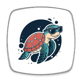 Tortue stylée lunettes soleil - Magnet carré - blanc - Devant