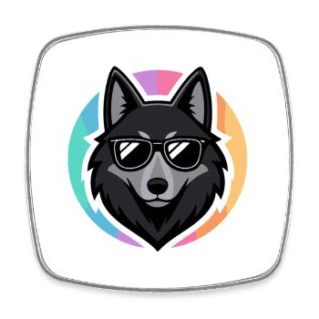 Wolf-Chic-Sonnenbrillen - Viereckiger Kühlschrankmagnet - Weiß - Vorne