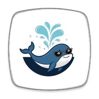 Whale Stylish Black Glasses - Viereckiger Kühlschrankmagnet - Weiß - Vorne