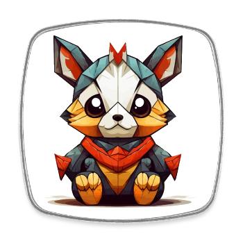 Geometrischer Fuchs Charm - Viereckiger Kühlschrankmagnet - Weiß - Vorne