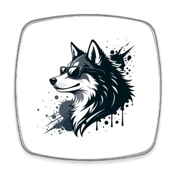 Husky-Chic-Gläser und Spritzer - Viereckiger Kühlschrankmagnet - Weiß - Vorne