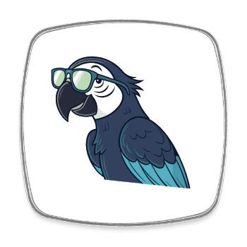 Parrot stylish green glasses - Square fridge magnet - white - Front