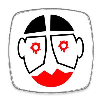 Motif du masque de clown du Carnaval d’Halloween - Magnet carré - blanc - Devant