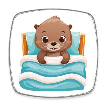 Cute otter cuddles in bed - Square fridge magnet - white - Front