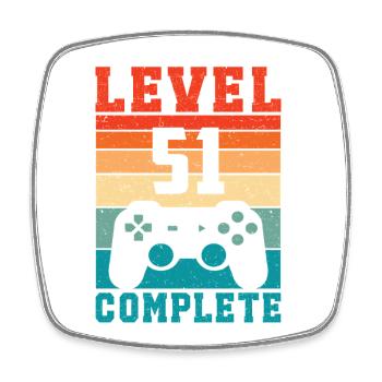 51st Birthday Level 51 Complete 51 Years Gamer - Square fridge magnet - white - Front