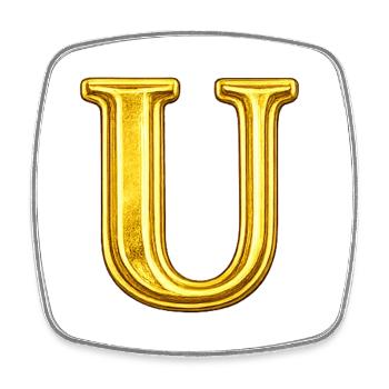 Goldenes U Monogramm - Viereckiger Kühlschrankmagnet - Weiß - Vorne