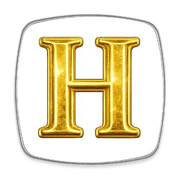 Monogramme en H d’or - Magnet carré - blanc - Devant