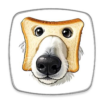 Dessin animé drôle de pain grillé pour chien - Magnet carré - blanc - Devant