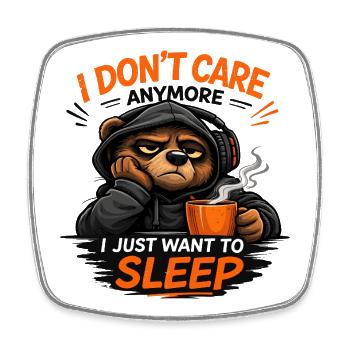 Grumpy Bear Sleep Tee Design - Square fridge magnet - white - Front