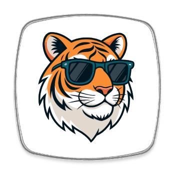 Tiger-Chic-Sonnenbrille - Viereckiger Kühlschrankmagnet - Weiß - Vorne