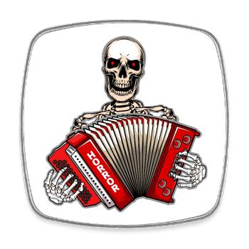 Styrian Harmonica Skeleton - Square fridge magnet - white - Front