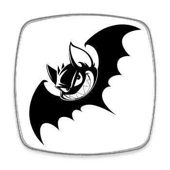 Grinning Bat – Evil Cartoon Bat - Square fridge magnet - white - Front