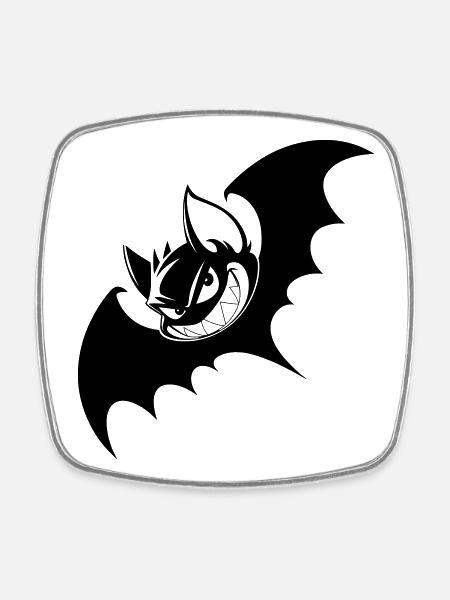 Grinning Bat – Evil Cartoon Bat - Square fridge magnet - white
