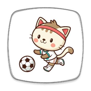 Bezaubernde Fußballer-Katze - Viereckiger Kühlschrankmagnet - Weiß - Vorne