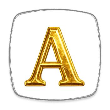 Goldenes A – Glänzende Typografie - Viereckiger Kühlschrankmagnet - Weiß - Vorne
