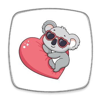 Koala-Herz-Gläser Kawaii - Viereckiger Kühlschrankmagnet - Weiß - Vorne