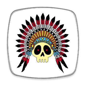 Indian Chief Skull (Color) - Square fridge magnet - white - Front