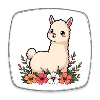Lama - Viereckiger Kühlschrankmagnet - Weiß - Vorne