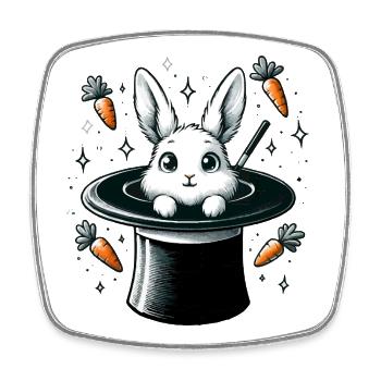 Magic bunny from the magic hat - Square fridge magnet - white - Front