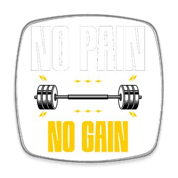 Pas de douleur, pas de gain – Motivation à la salle de sport - Magnet carré - blanc - Devant