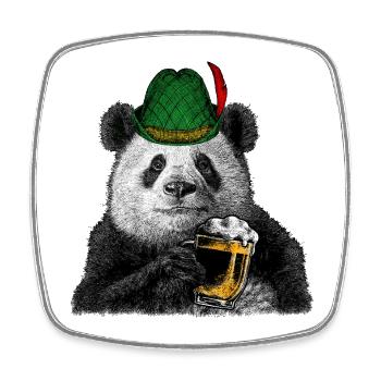 Bavarian Beer Fest Panda Bear Alpine Hat Graphic - Square fridge magnet - white - Front