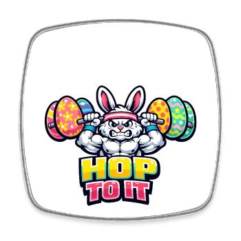 Ostern Gym Pumpernickel Hantel Muskeln - Viereckiger Kühlschrankmagnet - Weiß - Vorne