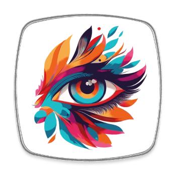 Color Eye Leaf Fire Pattern - Square fridge magnet - white - Front