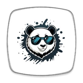 Panda Blue Graffiti Glasses - Square fridge magnet - white - Front