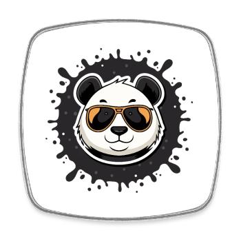 Panda chic lunettes orange splash - Magnet carré - blanc - Devant