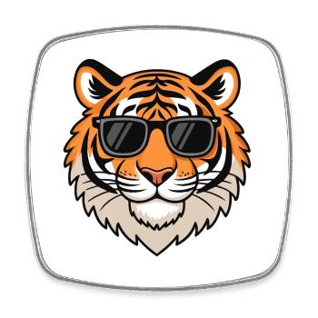 Tigre décontracté avec lunettes noires - Magnet carré - blanc - Devant