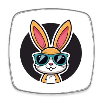 Solar Bunny in Blue Glasses - Square fridge magnet - white - Front