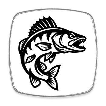 Pike Fish - Square fridge magnet - white - Front