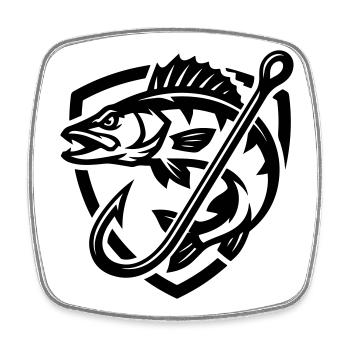 Hecht Fisch Angeln Symbol - Viereckiger Kühlschrankmagnet - Weiß - Vorne