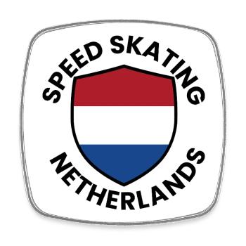 Speedskate Netherlands Shield - Viereckiger Kühlschrankmagnet - Weiß - Vorne